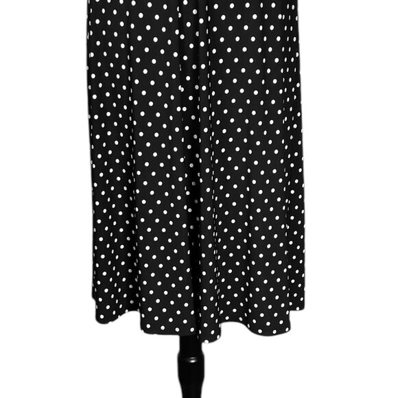 Ralph Lauren Black Label Women's Maxi Dress Black Polka Dot Stretch V-Neck 6 - Picture 8 of 8
